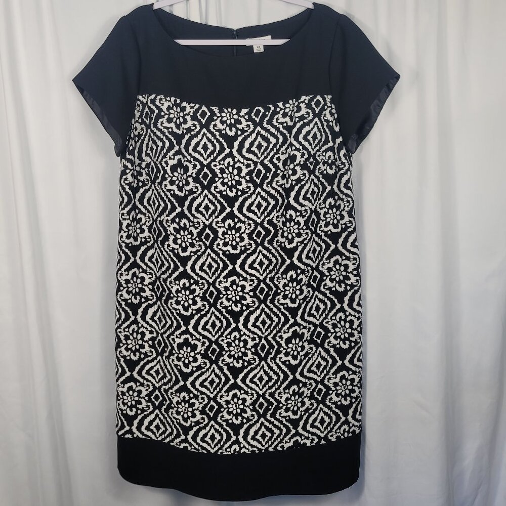 Dressbarn Shift Dress Women's Size 16W Black & White Floral Mixed Print